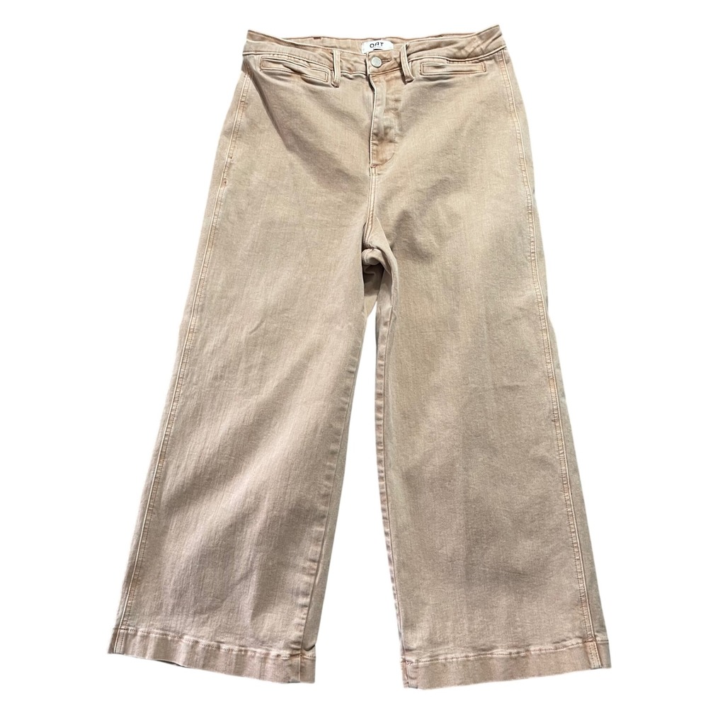OAT New York Wide Leg Crop Jeans Women 30 Peach High Rise Boho Minimalist Casual